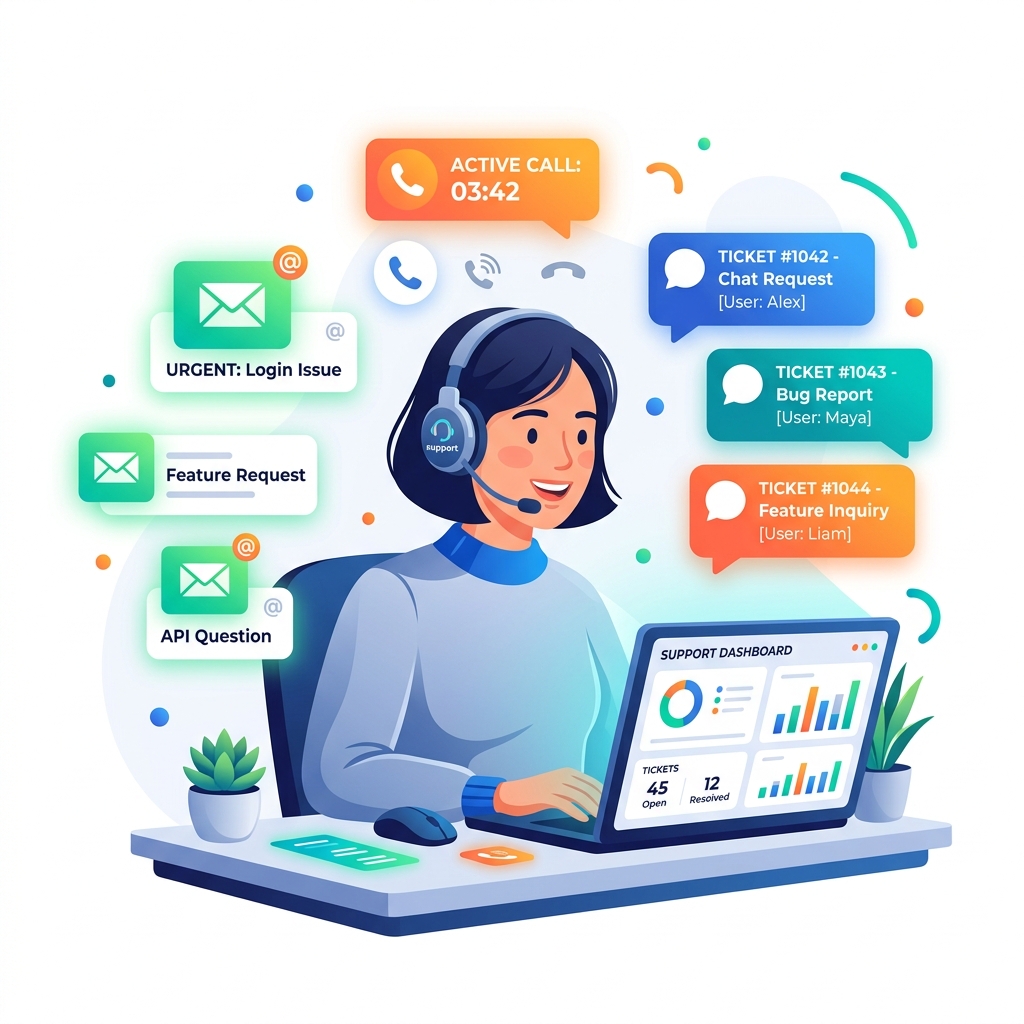 Virafly Support Desk Illustration